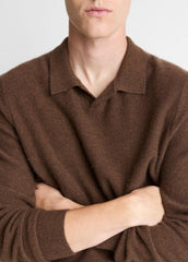 Feed Stripe Plush Cashmere Johnny-Collar Sweater in Cashmere - MISSION/DARK HEATHER BEARPAW
