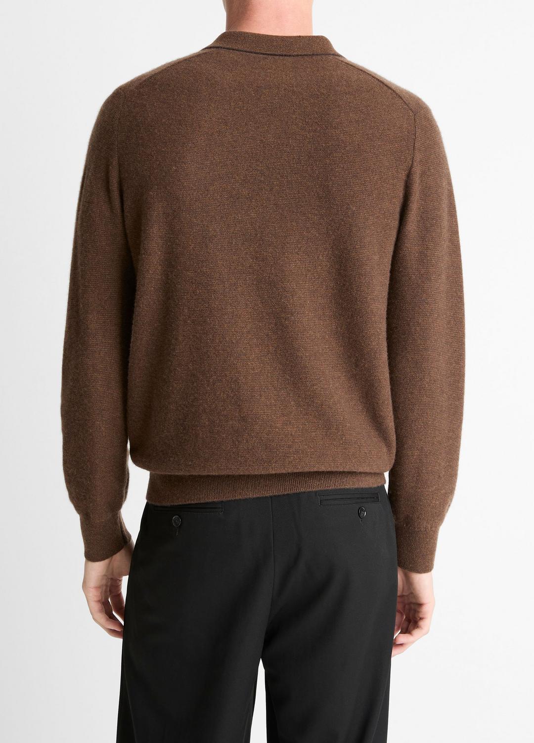 Feed Stripe Plush Cashmere Johnny-Collar Sweater in Cashmere - MISSION/DARK HEATHER BEARPAW