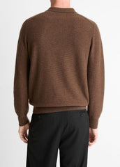 Feed Stripe Plush Cashmere Johnny-Collar Sweater in Cashmere - MISSION/DARK HEATHER BEARPAW