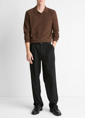 Feed Stripe Plush Cashmere Johnny-Collar Sweater in Cashmere - MISSION/DARK HEATHER BEARPAW