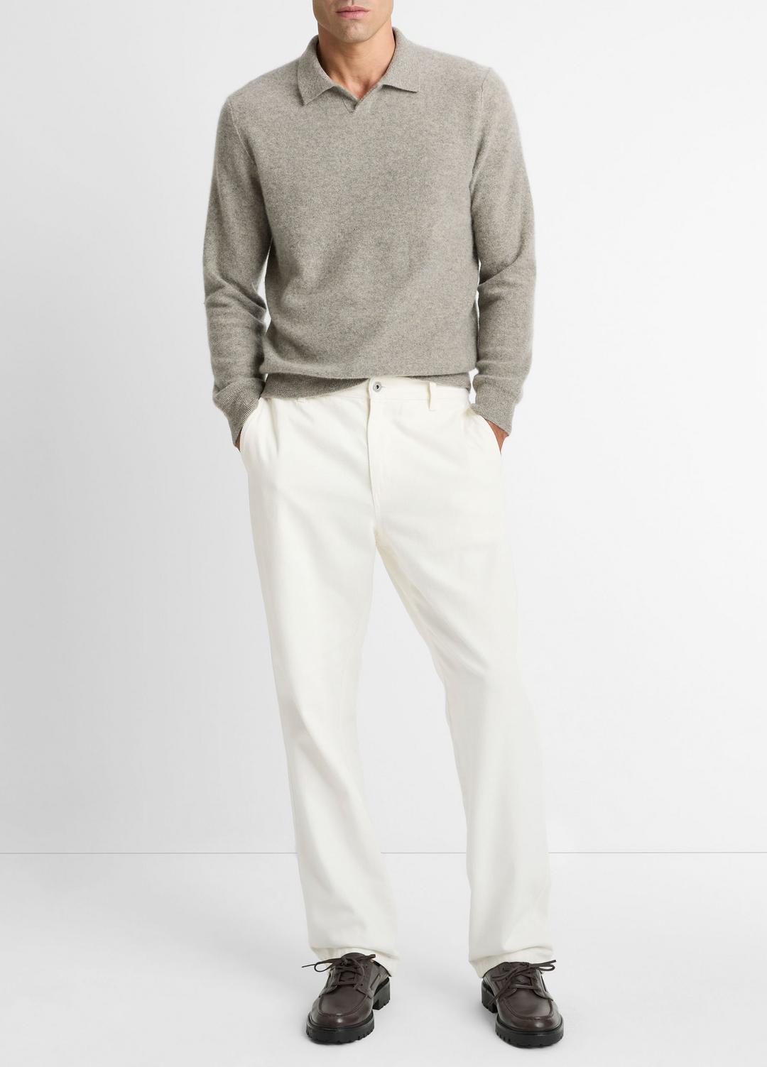 Plush Cashmere Johnny-Collar Polo in Cashmere - HEATHER MOUSE