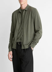 Featherweight Merino Wool-Cashmere Sweater Shirt in Long Sleeve - SYCAMORE