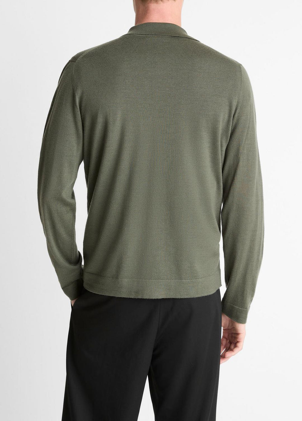 Featherweight Merino Wool-Cashmere Sweater Shirt in Long Sleeve - SYCAMORE