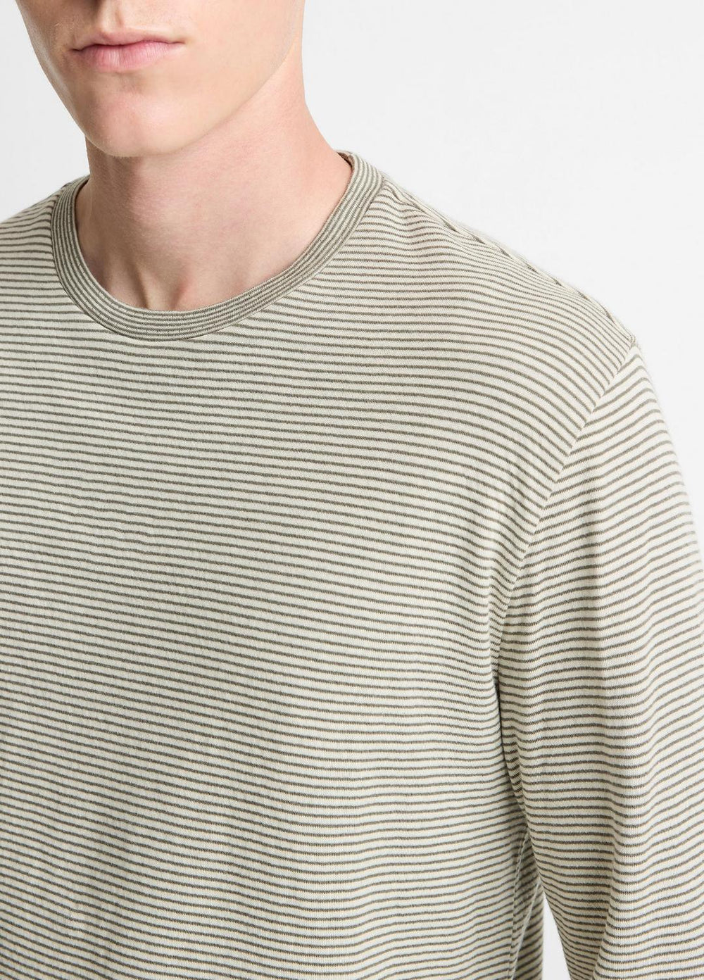 Striped Double-Knit Pima Cotton Long-Sleeve T-Shirt in Long Sleeve - MEADOWLARK/SYCAMORE