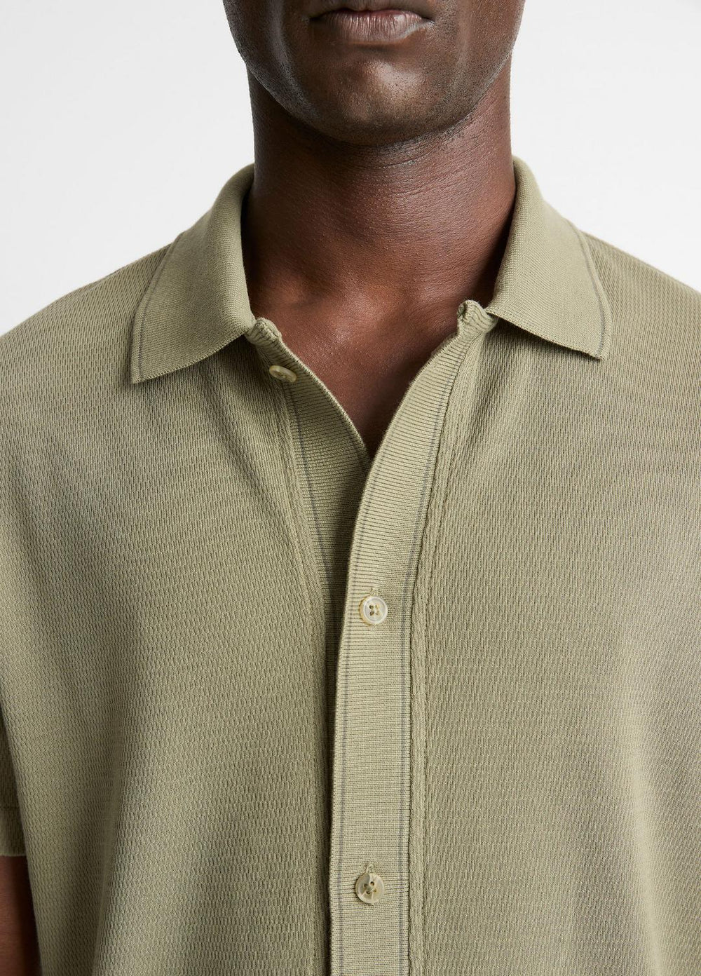 Jacquard-Knit Cotton Short-Sleeve Button-Front Shirt in Short Sleeve - SAGE/SYCAMORE