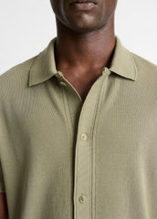 Jacquard-Knit Cotton Short-Sleeve Button-Front Shirt in Short Sleeve - SAGE/SYCAMORE