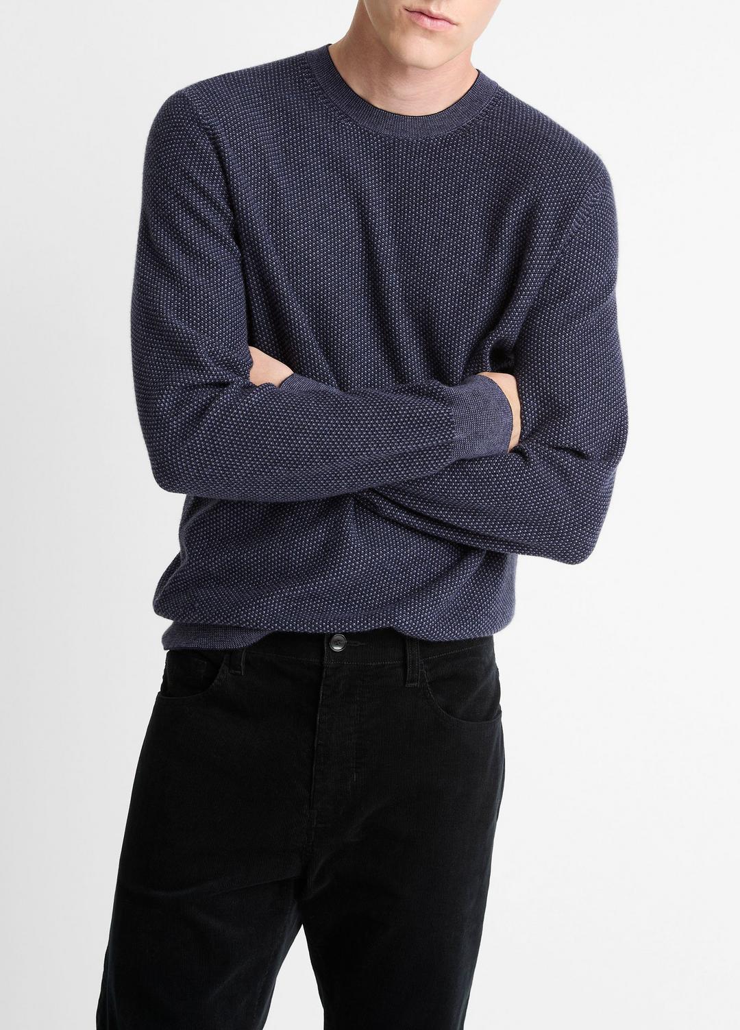 Geo-Jacquard Wool-Blend Crew Neck Sweater in Crew Neck - HYACINTH/COASTAL BLUE