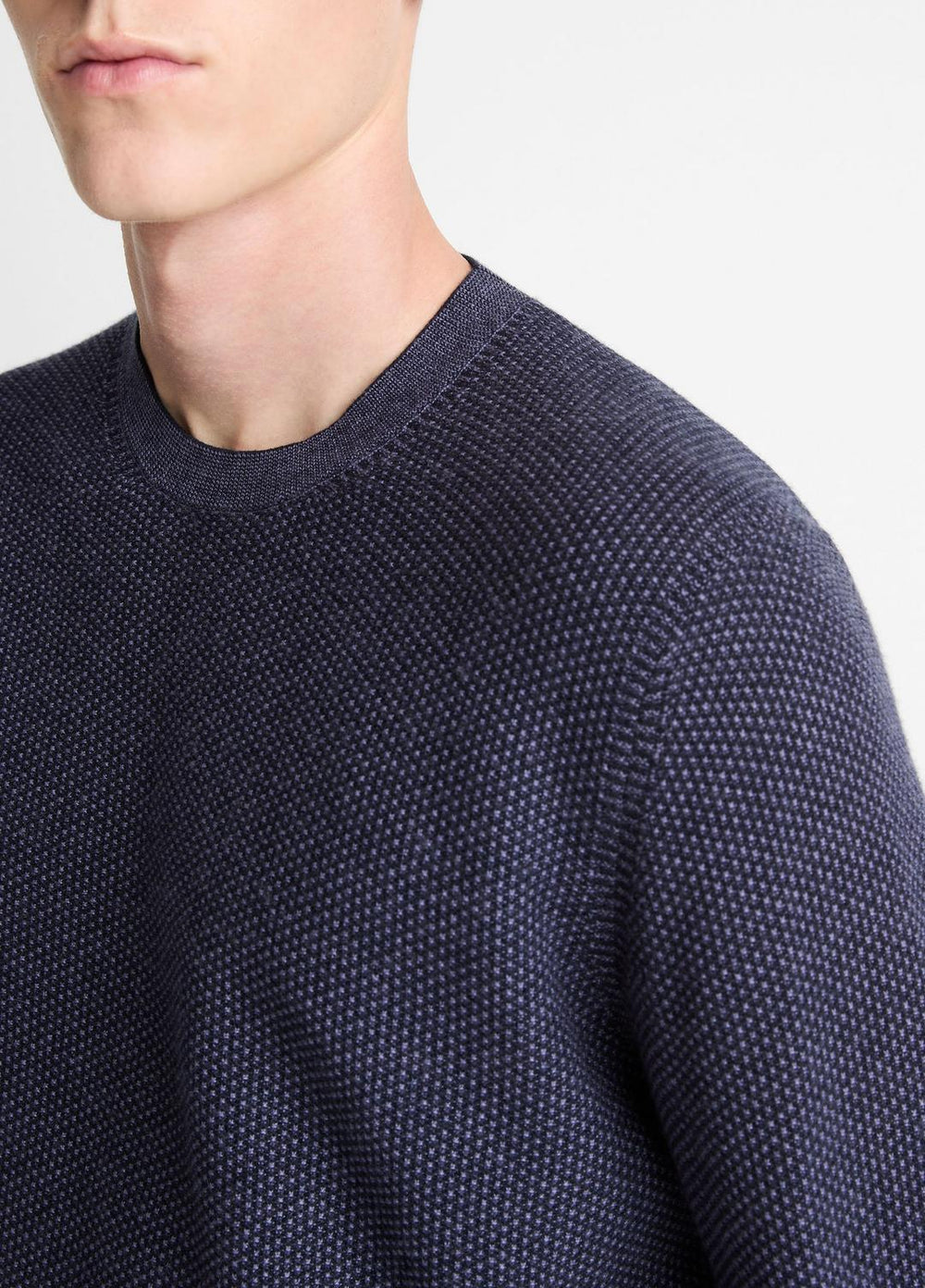 Geo-Jacquard Wool-Blend Crew Neck Sweater in Crew Neck - HYACINTH/COASTAL BLUE