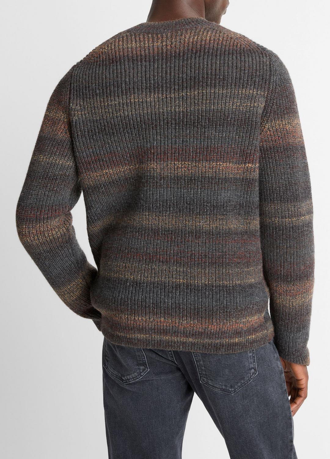 Space-Dye Shaker Wool-Blend Sweater in Crew Neck - HEATHER BLACK COMBO