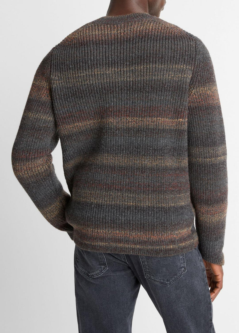 Space-Dye Shaker Wool-Blend Sweater in Crew Neck - HEATHER BLACK COMBO