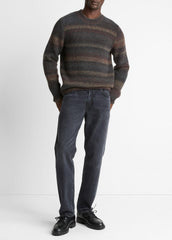 Space-Dye Shaker Wool-Blend Sweater in Crew Neck - HEATHER BLACK COMBO