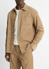 Italian Cotton Corduroy Button-Front Shirt in Long Sleeve - TETON