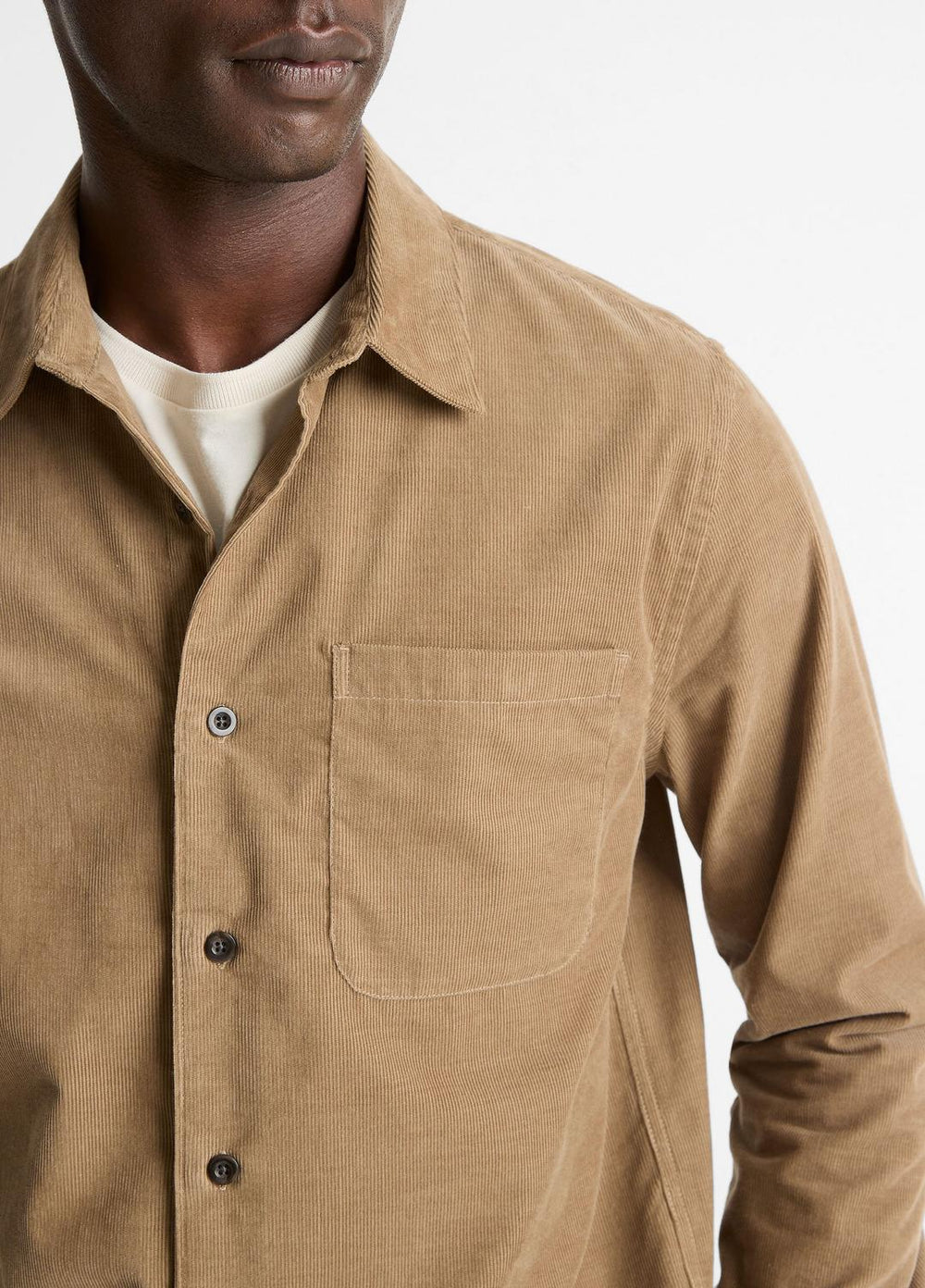 Italian Cotton Corduroy Button-Front Shirt in Long Sleeve - TETON