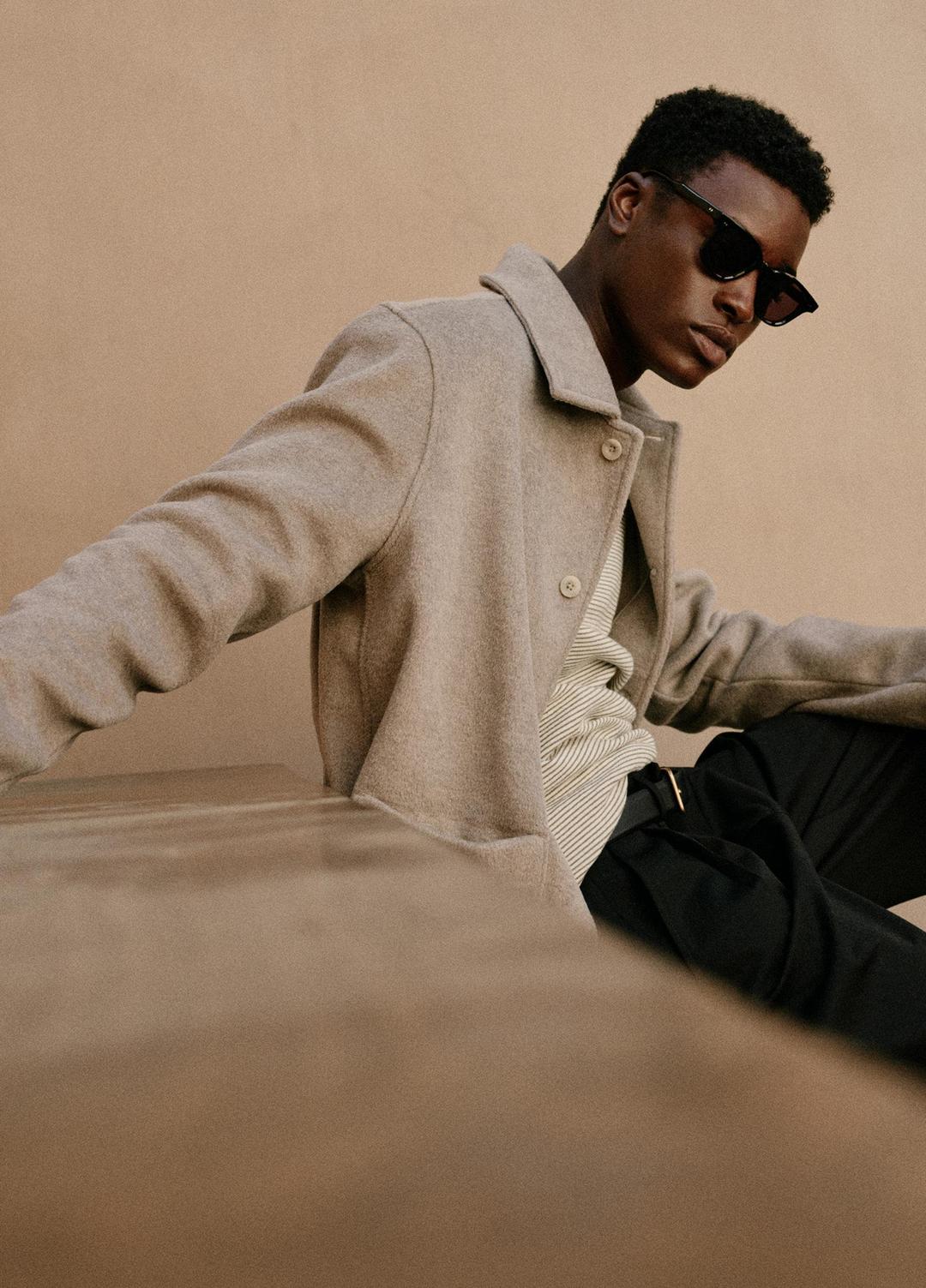 Double-Knit Chore Jacket in Jackets - DARK DUNE/LIGHT DUNE