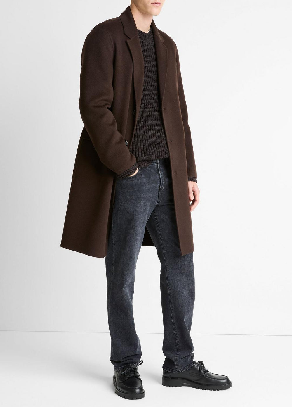 Splittable Wool-Cashmere Single-Breasted Topcoat in Coats - MISSION