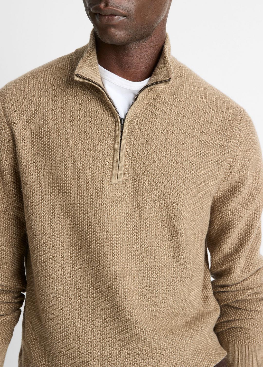 Geo-Jacquard Wool-Blend Quarter-Zip Sweater in Crew Neck - TETON/RIVER SAND