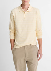 Jacquard-Stripe Cotton Long-Sleeve Polo Shirt in Long Sleeve - MEADOWLARK