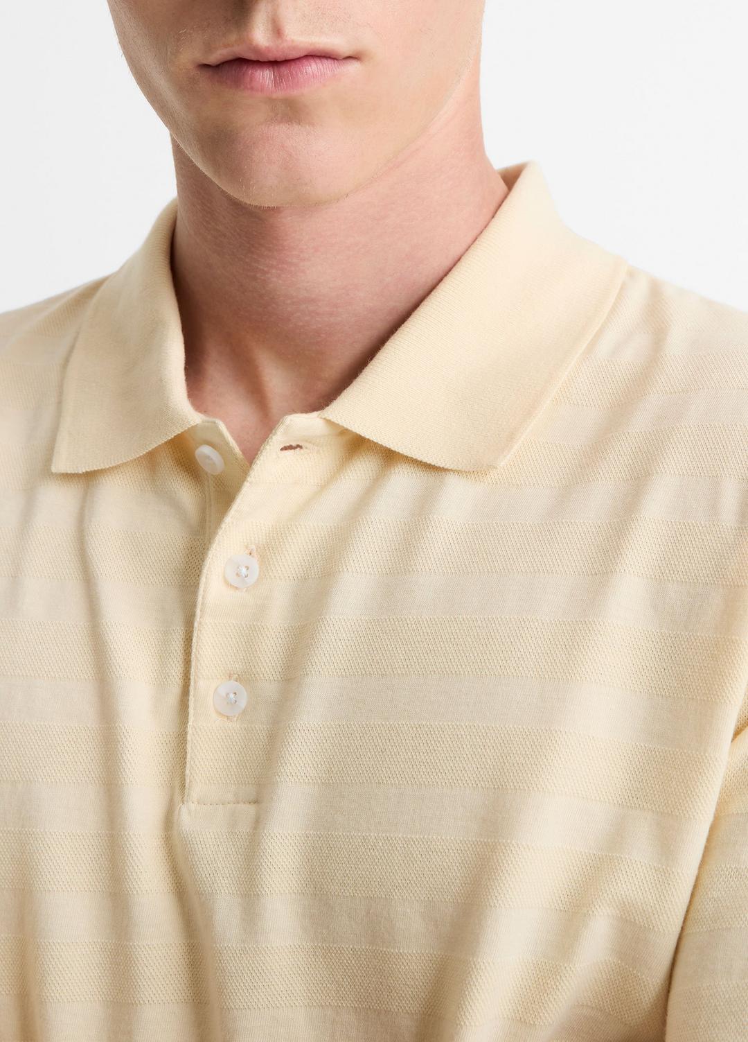 Jacquard-Stripe Cotton Long-Sleeve Polo Shirt in Long Sleeve - MEADOWLARK