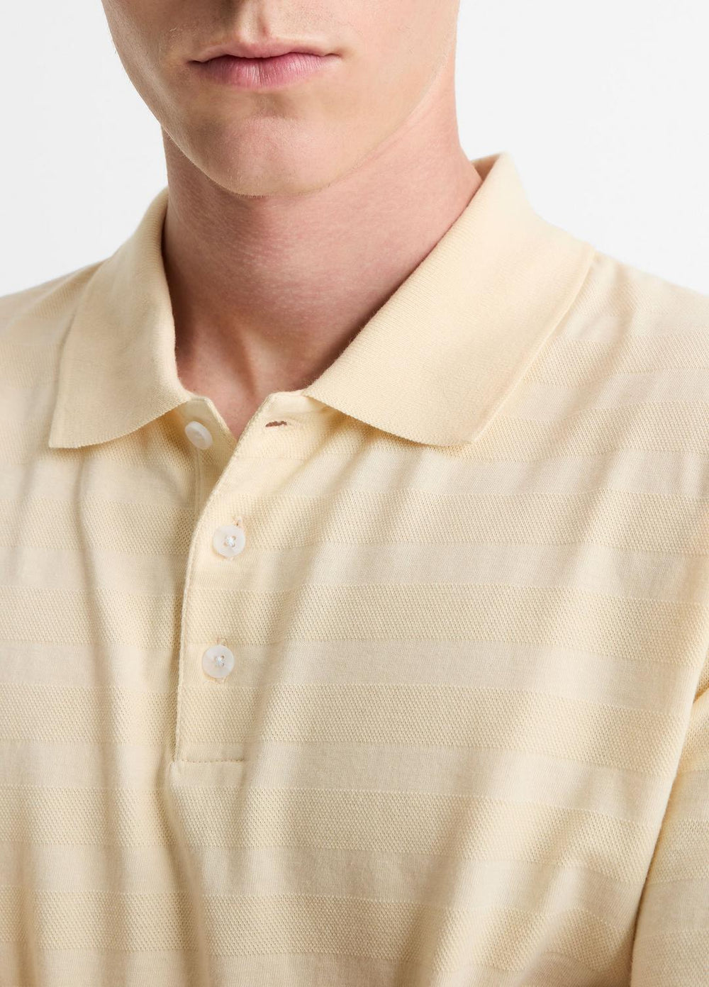 Jacquard-Stripe Cotton Long-Sleeve Polo Shirt in Long Sleeve - MEADOWLARK