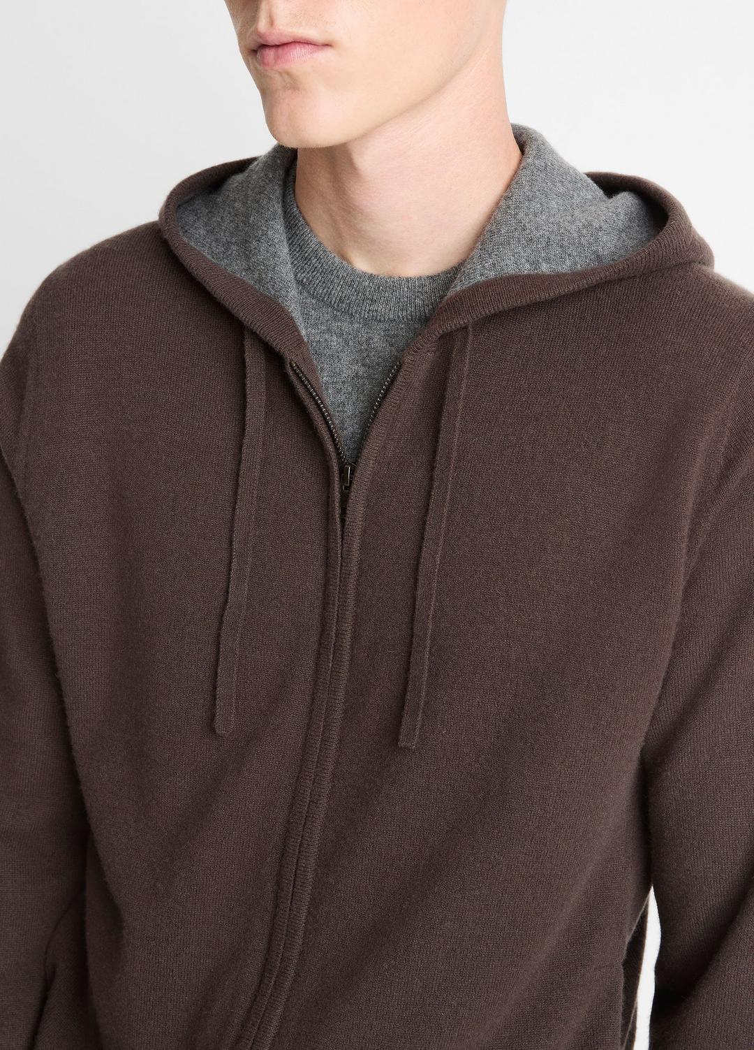 Cashmere Zip-Front Hoodie in Sweatshirts & Hoodies - MISSION/MEDIUM HEATHER GREY