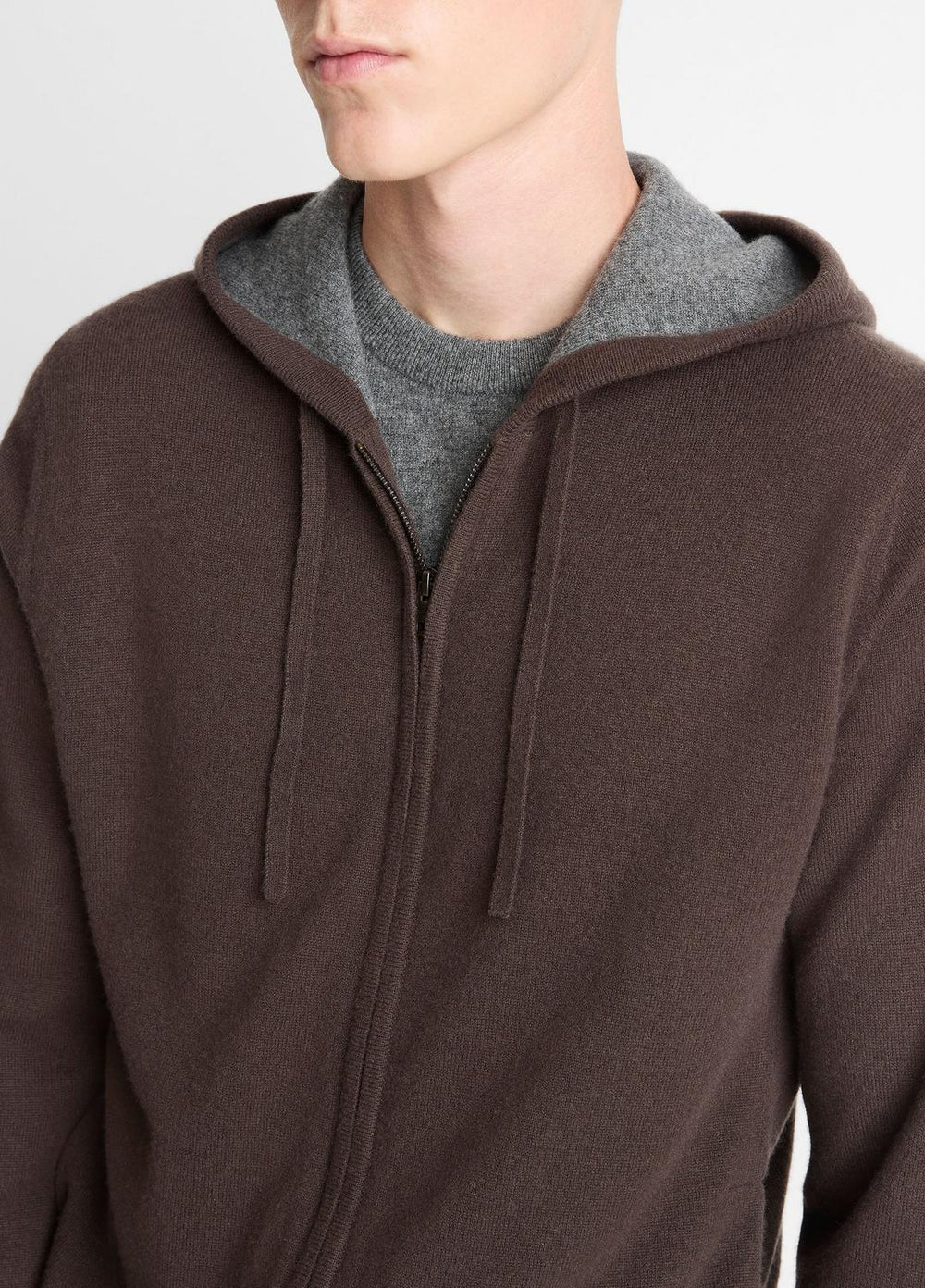 Cashmere Zip-Front Hoodie in Sweatshirts & Hoodies - MISSION/MEDIUM HEATHER GREY