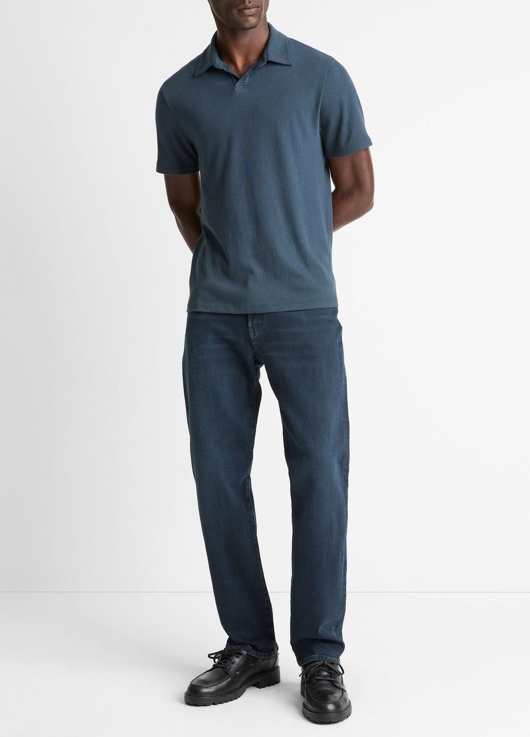 Cotton Johnny-Collar Polo Shirt in Henleys & Polos - CLEAR LAKE