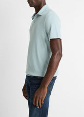 Cotton Johnny-Collar Polo Shirt in Henleys & Polos - DARK CASCADE