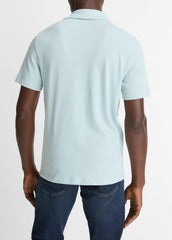 Cotton Johnny-Collar Polo Shirt in Henleys & Polos - DARK CASCADE