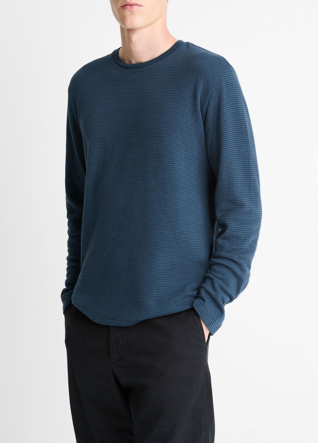 Striped Double-Knit Pima Cotton Long-Sleeve T-Shirt in Long Sleeve - CLEAR LAKE/RAPIDS