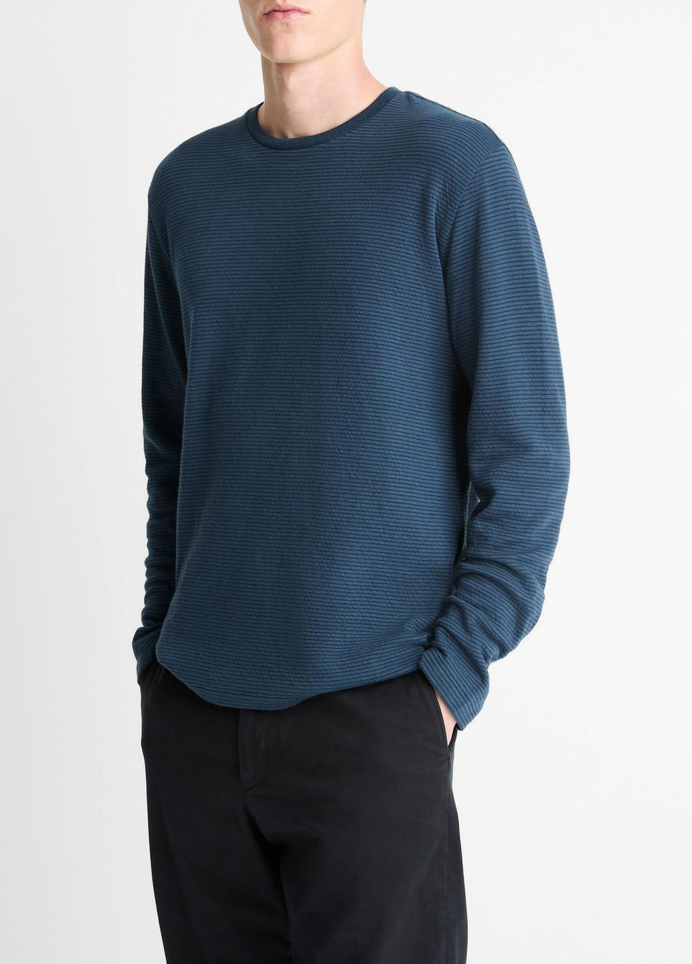 Striped Double-Knit Pima Cotton Long-Sleeve T-Shirt in Long Sleeve - CLEAR LAKE/RAPIDS