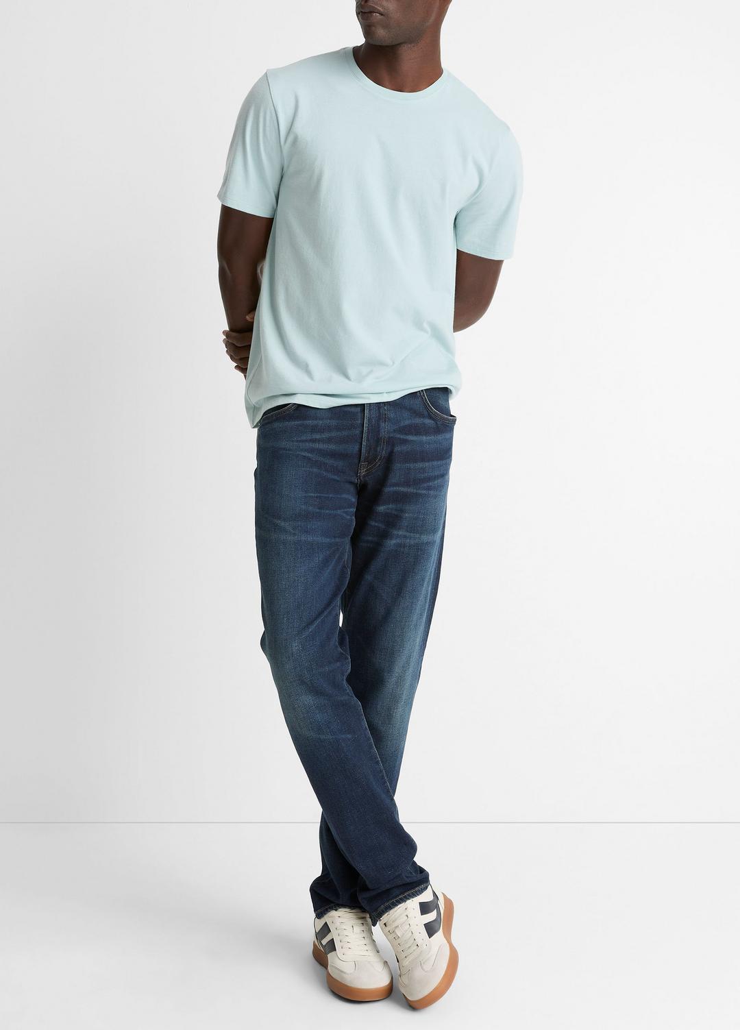 Pima Cotton Crew Neck T-Shirt in Short Sleeve - DARK CASCADE