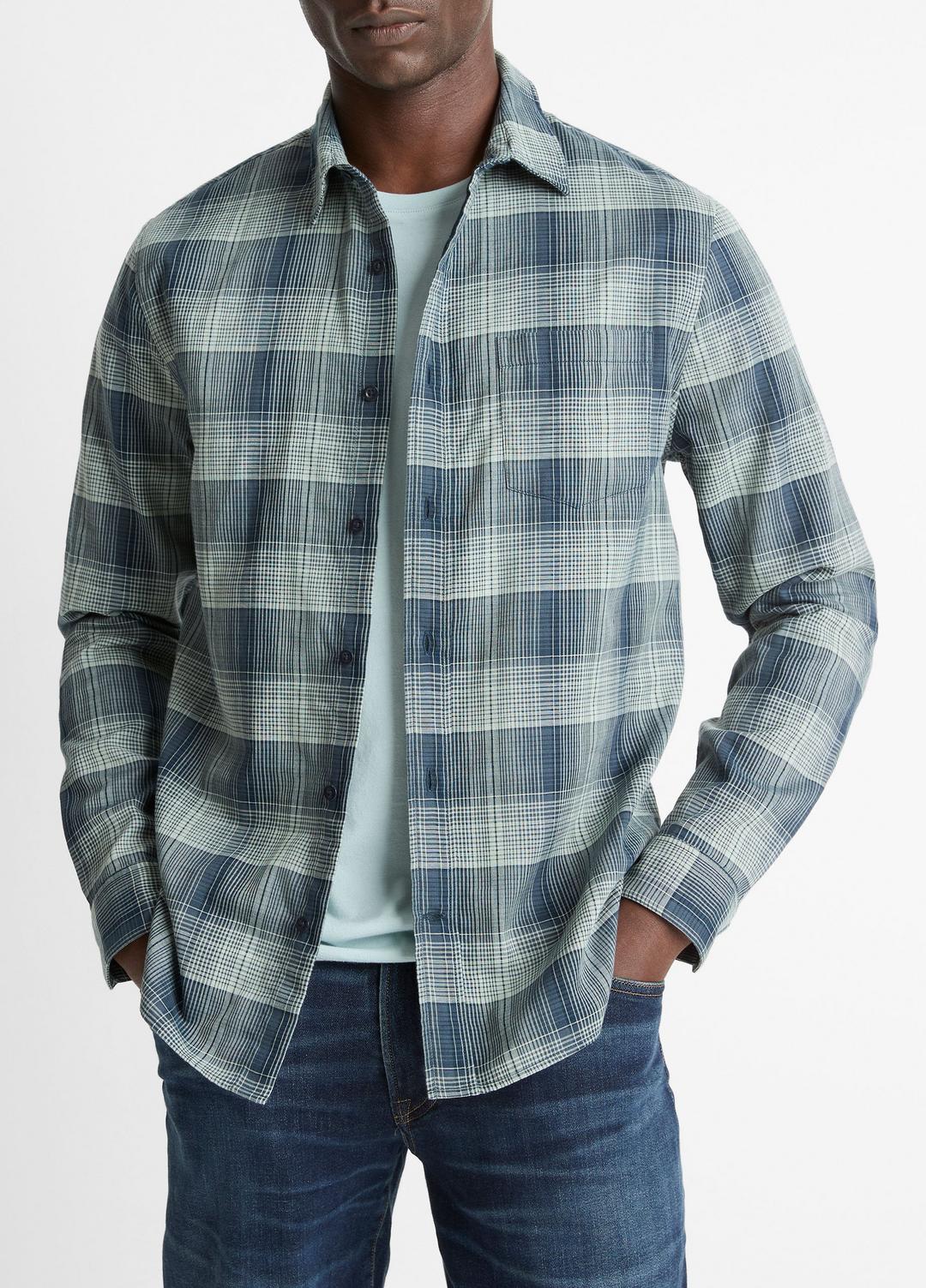 Big Sky Plaid Cotton Button-Front Shirt in Long Sleeve - RAPIDS COMBO
