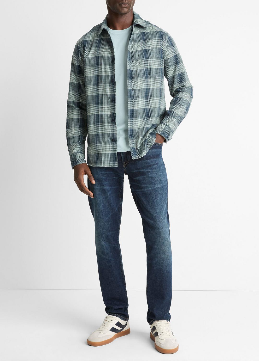 Big Sky Plaid Cotton Button-Front Shirt in Long Sleeve - RAPIDS COMBO