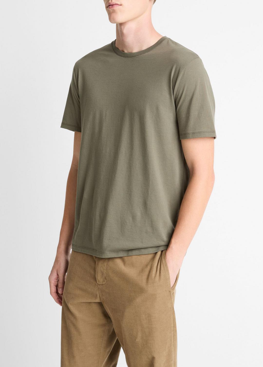 Pima Cotton Crew Neck T-Shirt in Short Sleeve - SYCAMORE