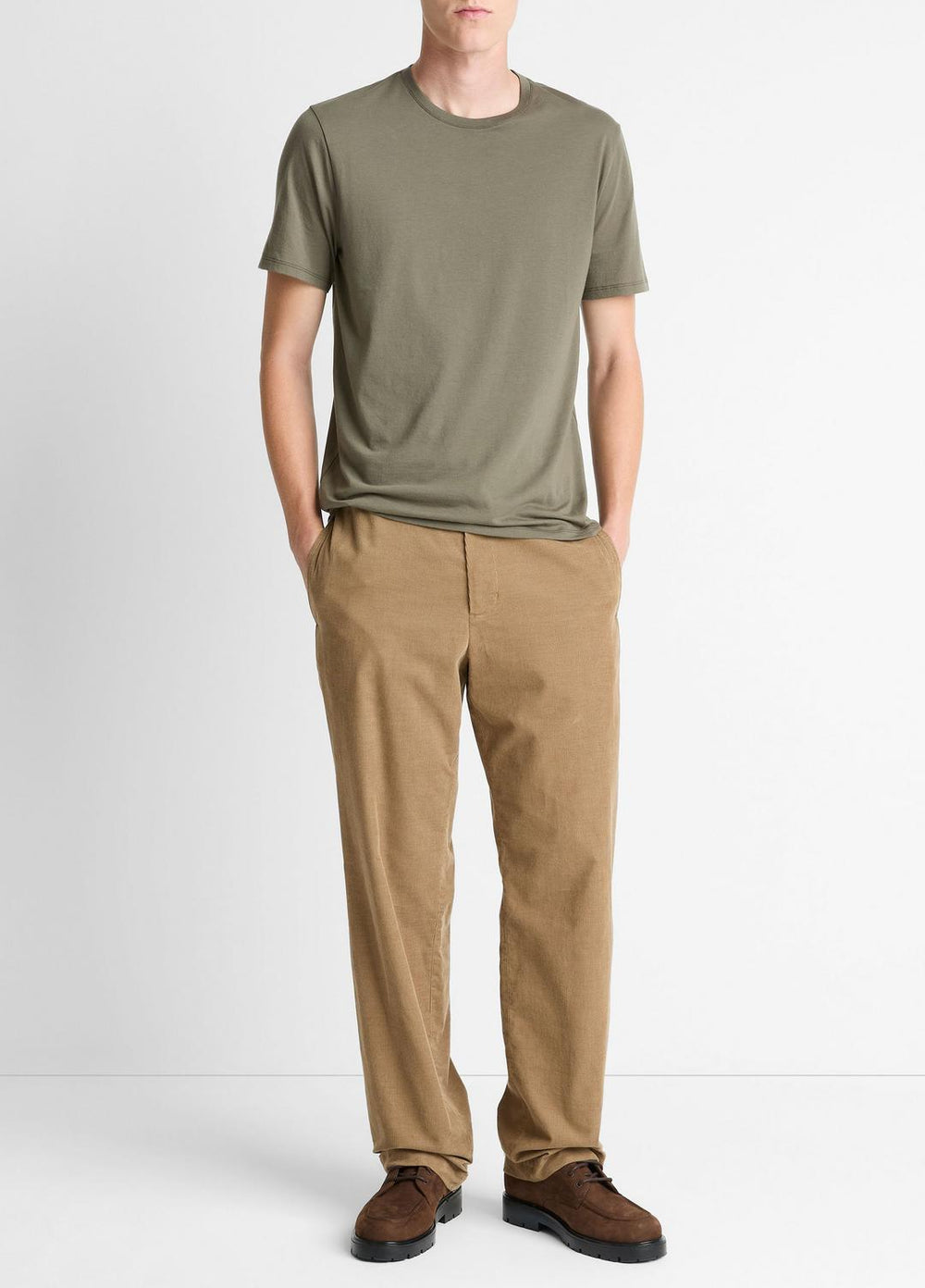 Pima Cotton Crew Neck T-Shirt in Short Sleeve - SYCAMORE