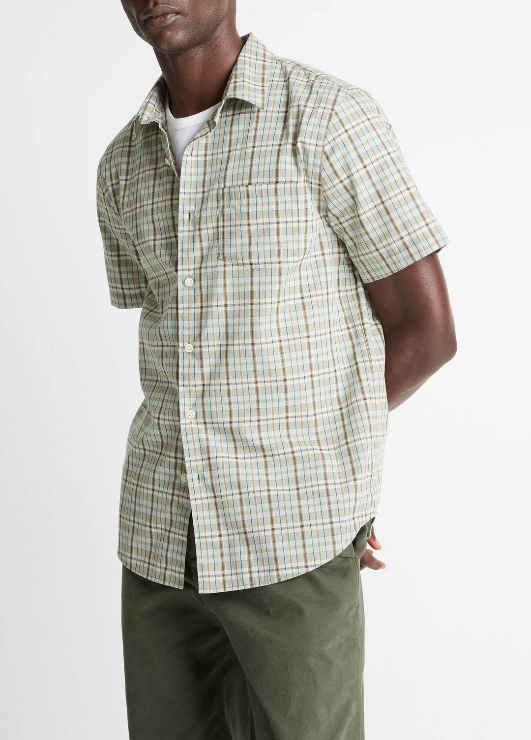 Polson Plaid Cotton Short-Sleeve Button-Front Shirt in Short Sleeve - SEAFOAM COMBO