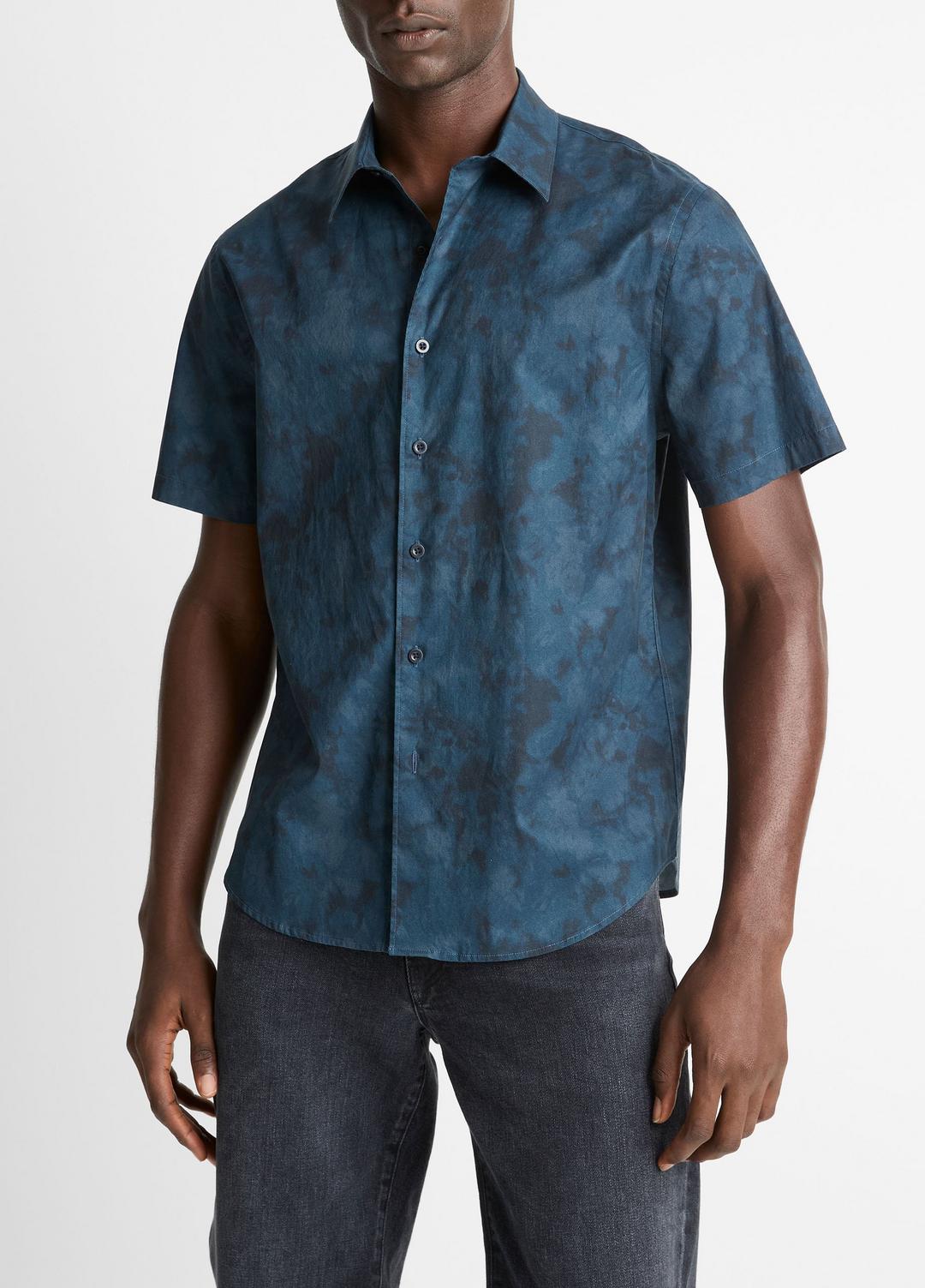 Dyed Camouflage Cotton Short-Sleeve Button-Front Shirt in Short Sleeve - RAPIDS COMBO