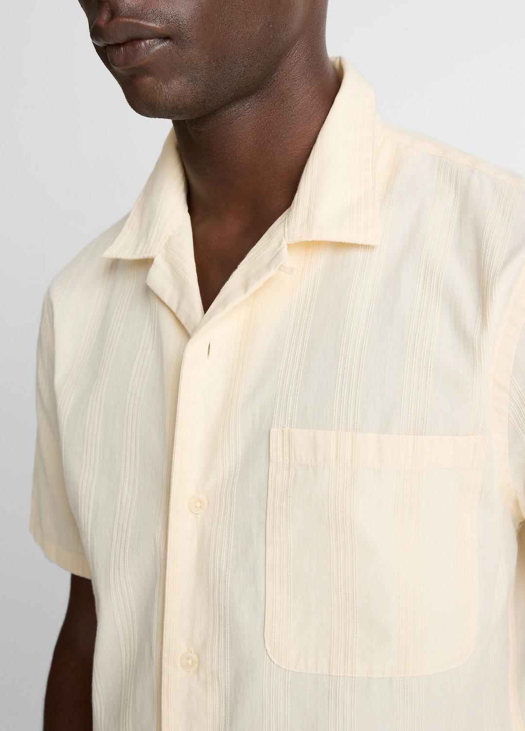 Union Stripe Cotton Short-Sleeve Loop-Collar Shirt in Short Sleeve - MEADOWLARK