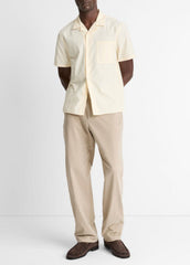 Union Stripe Cotton Short-Sleeve Loop-Collar Shirt in Short Sleeve - MEADOWLARK