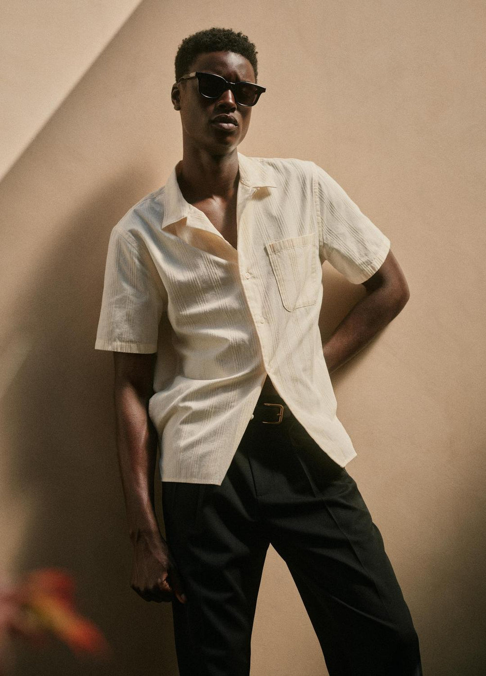 Union Stripe Cotton Short-Sleeve Loop-Collar Shirt in Short Sleeve - MEADOWLARK