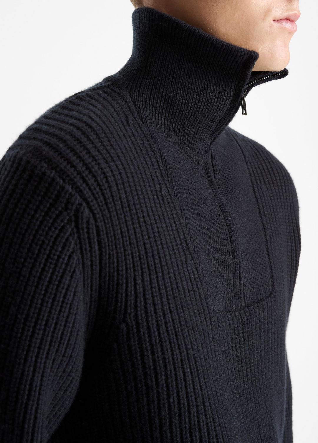 Heirloom Shaker Wool-Cashmere Quarter-Zip Sweater in Quarter Zip - COASTAL BLUE