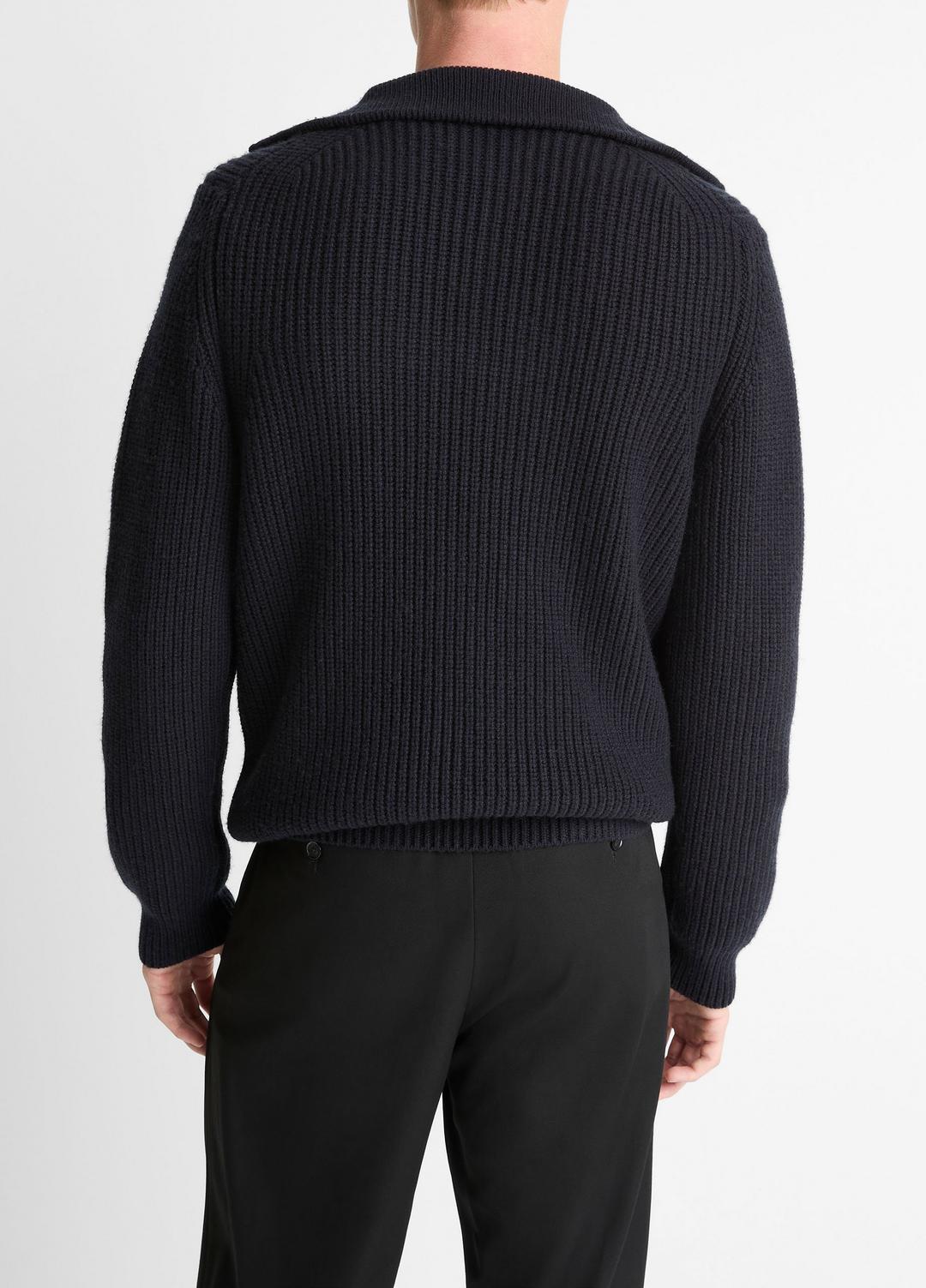 Heirloom Shaker Wool-Cashmere Quarter-Zip Sweater in Quarter Zip - COASTAL BLUE