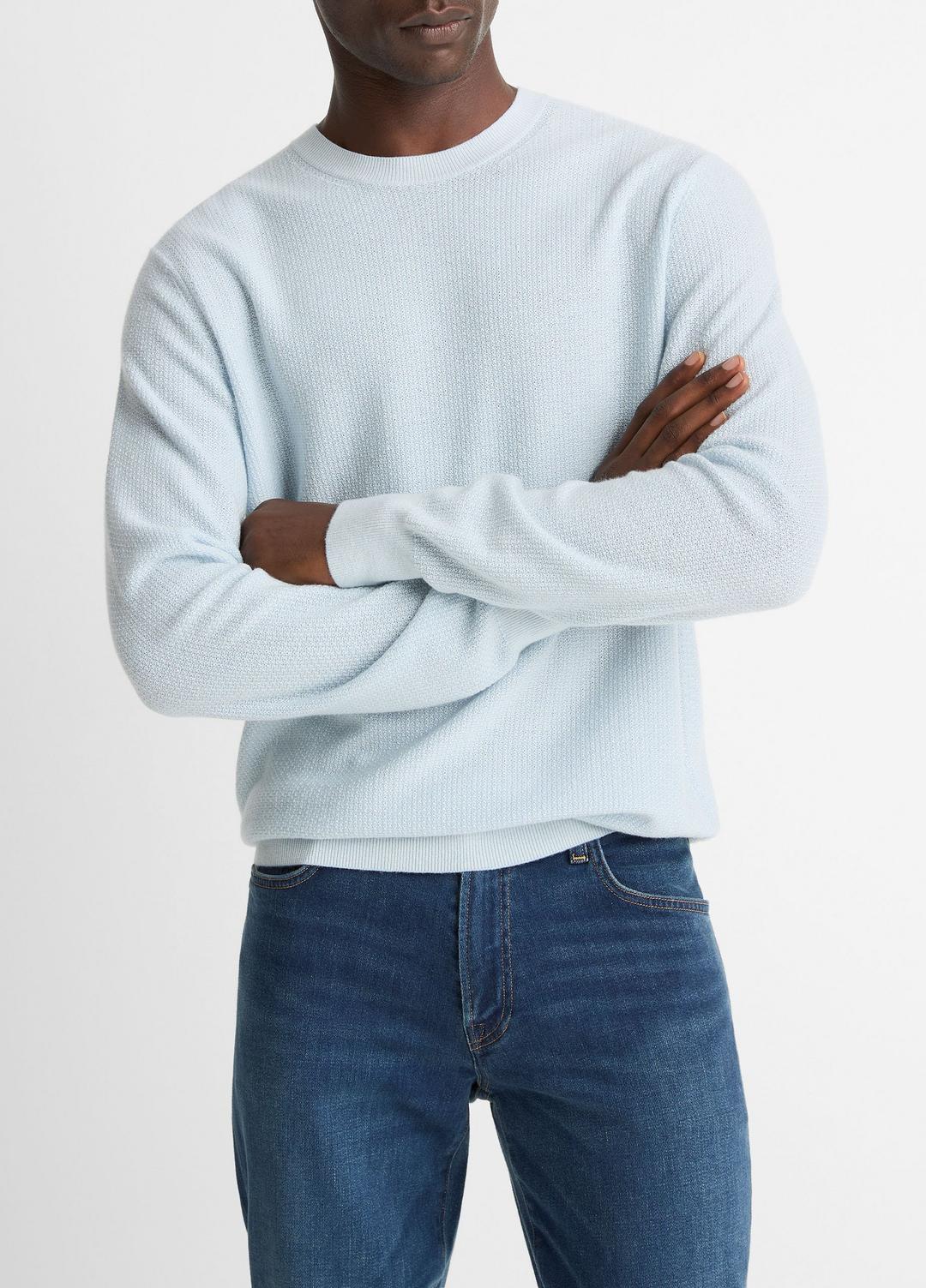 Geo-Jacquard Wool-Blend Crew Neck Sweater in Crew Neck - WHITECAP/CLASSIC CREAM