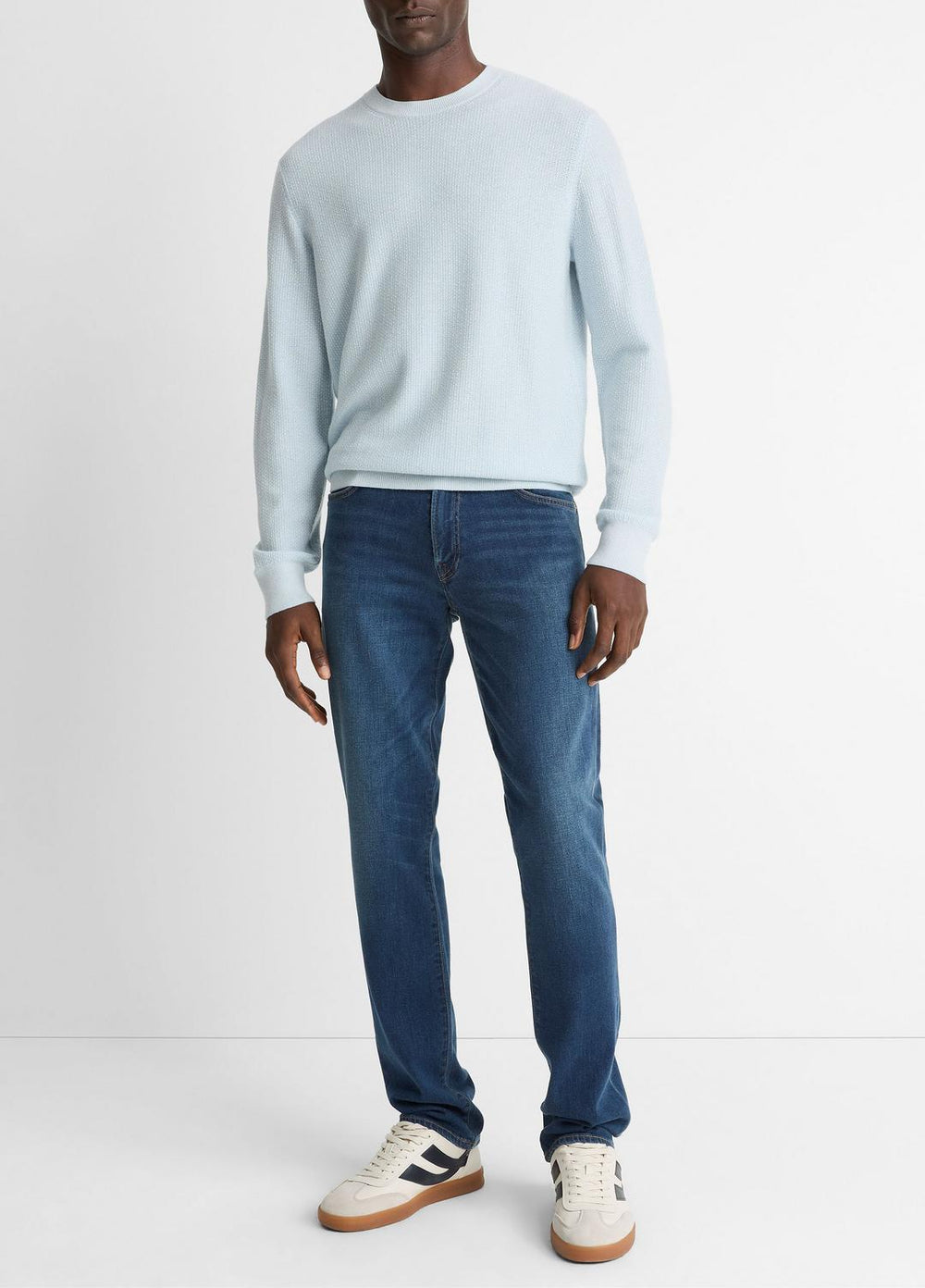 Geo-Jacquard Wool-Blend Crew Neck Sweater in Crew Neck - WHITECAP/CLASSIC CREAM