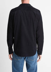 Italian Cotton Corduroy Button-Front Shirt in Long Sleeve - COASTAL BLUE