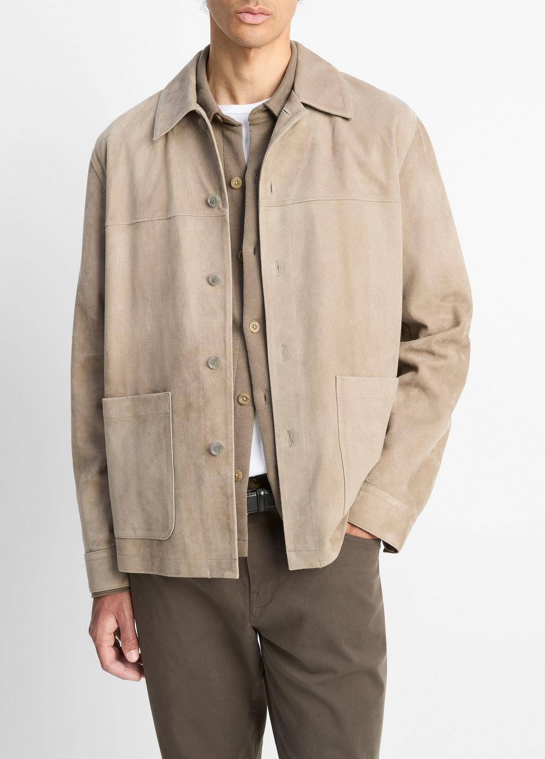 Suede Shirt Jacket in Shirt Jackets - PUTTY