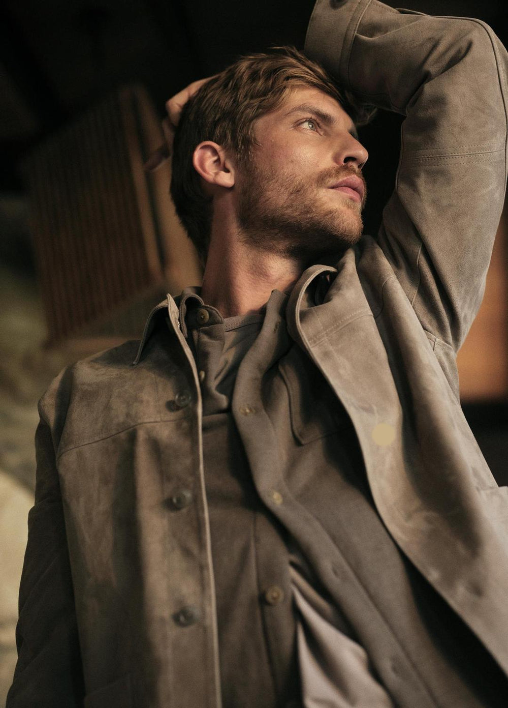 Suede Shirt Jacket in Shirt Jackets - PUTTY