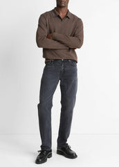 Milano Pima Cotton-Blend Johnny-Collar Shirt in Long Sleeve - MISSION