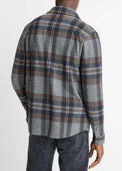 Plaid Cotton-Blend Shirt Jacket in Shirt Jackets - MEDIUM HEATHER GREY COMBO