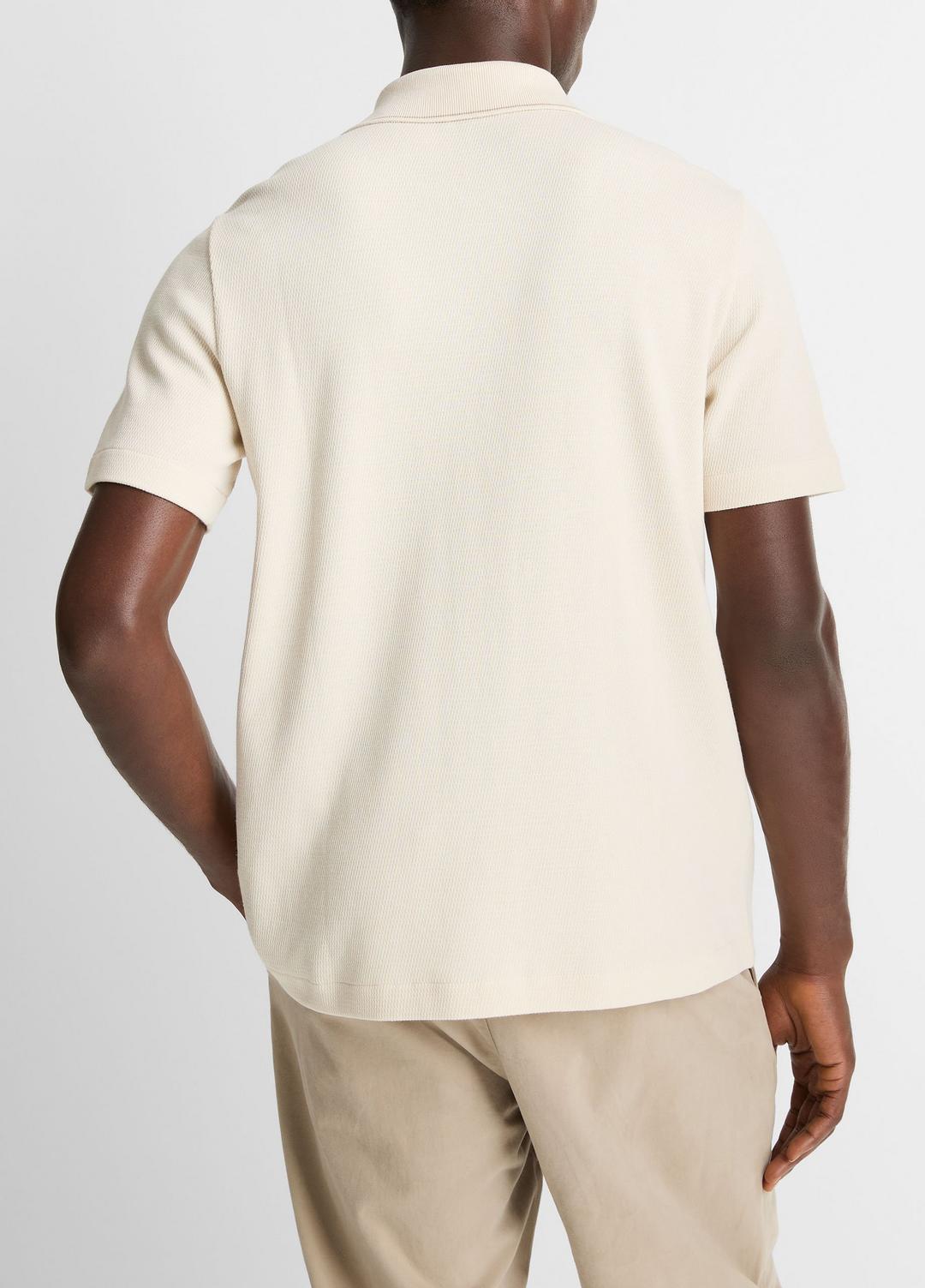 Jacquard-Knit Cotton Short-Sleeve Button-Front Shirt in Short Sleeve - BONE/RIVER SAND